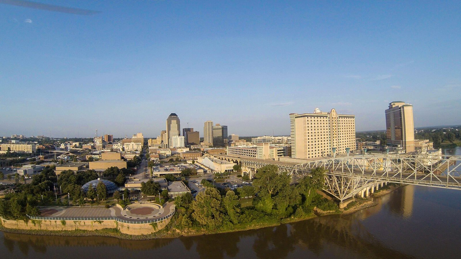 Downtown Shreveport skyline above the Red River
